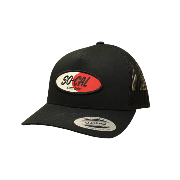SNAP BACK HAT BLACK, SO-CAL LOGO, ADJUSTABLE TRUCKER