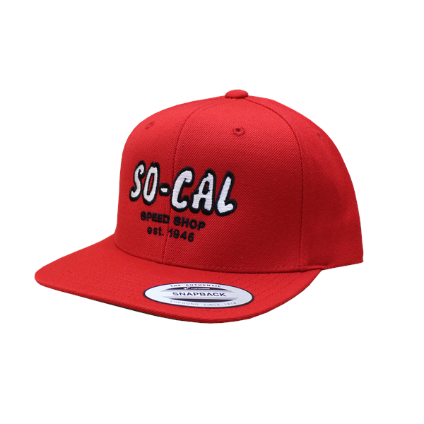 Classic Snap Back Script Hat, Red w/ Embroidered White Script
