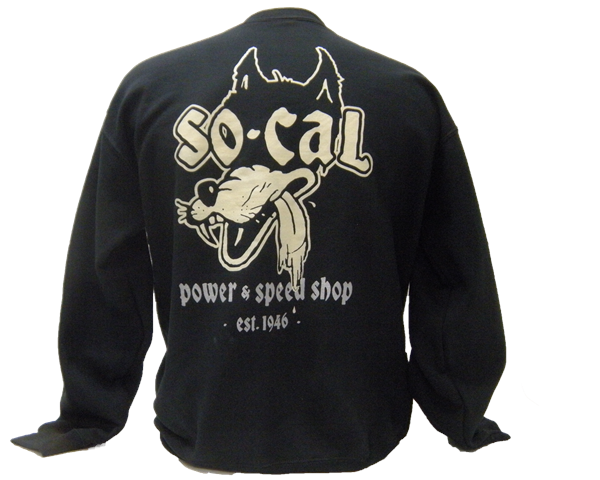 SO-CAL Speed Shop Wolf Sweatshirt, Crew Neck, Black